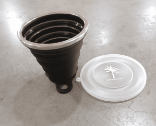 Silicone Coffee Cup Black Cup With White On The Lid