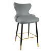 Set of 2 Bar Height Barstools with Backs Modern Dining Bar Chairs with Wood Legs Modern Counter Stools for Kitchen Island Bistro (Grey; Set of 2)
