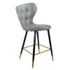 Set of 2 Bar Height Barstools with Backs Modern Dining Bar Chairs with Wood Legs Modern Counter Stools for Kitchen Island Bistro (Grey; Set of 2)