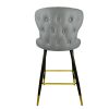 Set of 2 Bar Height Barstools with Backs Modern Dining Bar Chairs with Wood Legs Modern Counter Stools for Kitchen Island Bistro (Grey; Set of 2)