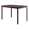 LEAVAN 5 Piece Metal Dinette Set with Faux Marble Top - Black; dinning set; table&4 chairs