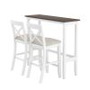 TOPMAX Farmhouse 48'Rectangular Wood Bar Height Dining Set Kitchen Breakfast Nook with 2 Chairs for Small Places; Cherry+White