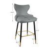 Set of 2 Bar Height Barstools with Backs Modern Dining Bar Chairs with Wood Legs Modern Counter Stools for Kitchen Island Bistro (Grey; Set of 2)