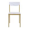 TOPMAX Modern 3-Piece Round Dining Table Set with Drop Leaf and 2 Chairs for Small Places; Golden Frame+Faux White Granite Finish