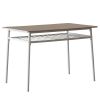 6-Piece Modern Dining Set for Home, Kitchen, Dining Room with Storage Racks, Rectangular Table, Bench, 4 Chairs, Steel Frame - White Oak Color