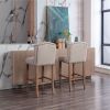 30 Inches Seat Height Bar Chairs Set of 2; Wing Back Farmhouse Nailhead Trim Upholstered Bar stools with Tufted Upholstered ; Cream
