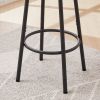 Round bar stool set with shelf, upholstered stool with backrest Rustic Brown,23.62''w x 23.62''d x 35.43''h