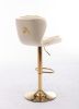 Set of 2 Bar Stools; with Chrome Footrest and Base Swivel Height Adjustable Mechanical Lifting Velvet + Golden Leg Simple Bar Stool-cream
