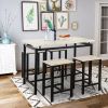 U_STYLE Dining Set; Bar Set; Dining Table with 4 Chairs; 5 Piece; with Counter and Pub Height
