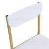 TOPMAX Modern 3-Piece Round Dining Table Set with Drop Leaf and 2 Chairs for Small Places; Golden Frame+Faux White Granite Finish