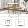 TOPMAX Modern 3-Piece Round Dining Table Set with Drop Leaf and 2 Chairs for Small Places; Golden Frame+Faux White Granite Finish
